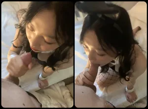 Thỏ con nứng thích liếm củ khoải to